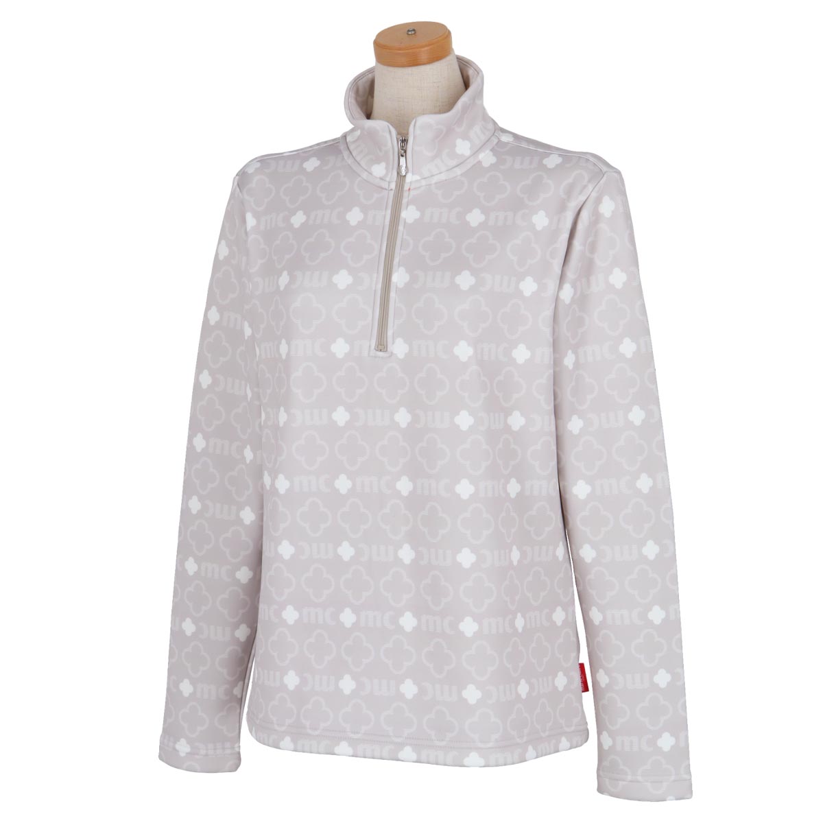 【50％OFF】 マリクレール レディース モノグラムプリント 総柄 裏起毛 ストレッチ 長袖 ハーフジップシャツ 733-505 ゴルフウェア [秋冬モデル] 特価