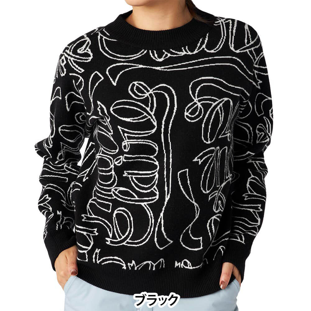 マリクレール レディース リボンロゴ 長袖 クルーネック セーター 735-750 ゴルフウェア [2025年秋冬モデル]