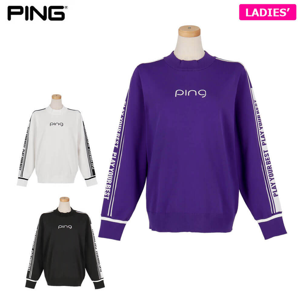 ピンゴルフ レディース ロゴジャカード長袖 ハイネック ニット プルオーバー 622-5275800 ゴルフウェア [2025年秋冬モデル]