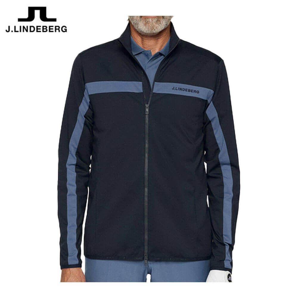 【全品10％割引クーポン配布中！】11/16まで　Jリンドバーグ メンズ バックブリッジ ミッドレイヤー 長袖 ブルゾン 071-54913 198 ネイビー ゴルフウェア [2025年秋冬モデル]