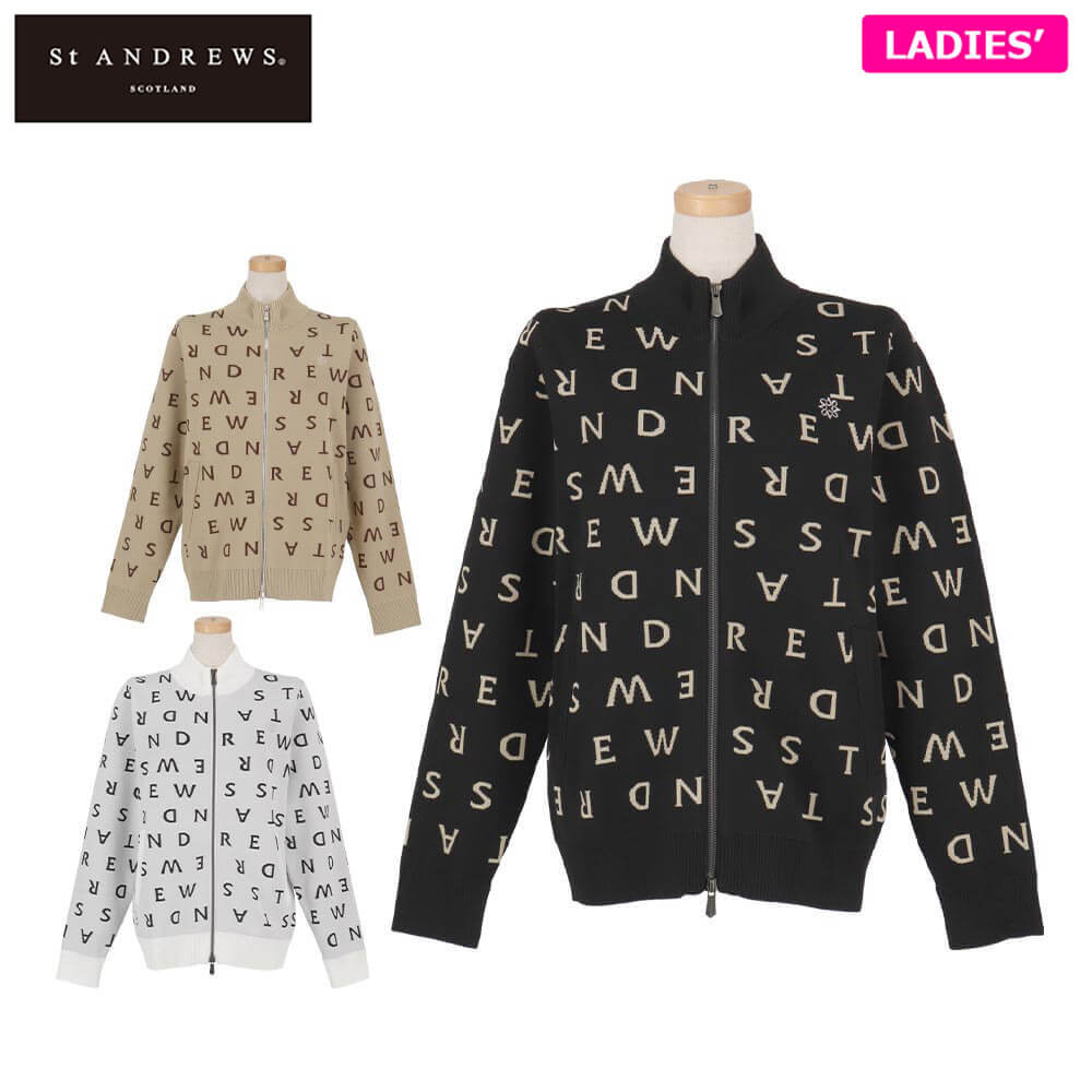 セントアンドリュース レディース ロゴジャガード 長袖 フルジップ ニット 043-5272054 ゴルフウェア [..