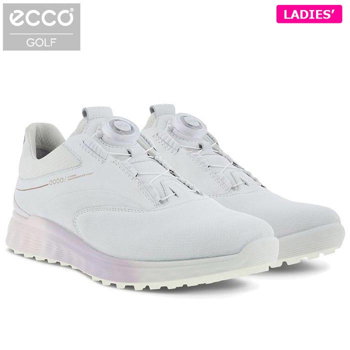 ecco エコー レディース S-THREE BOA エス・スリー ボア スパイクレス ゴルフシューズ 102973 60621 WHITE/DELICACY/WHITE 　