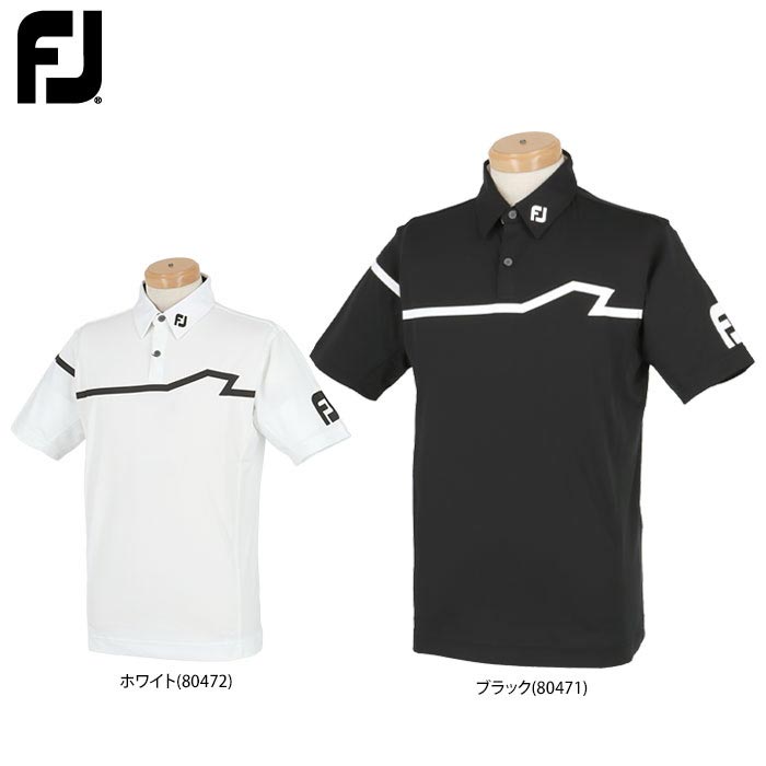 フットジョイ メンズ ロゴプリント ラインデザイン 4WAYストレッチ 半袖 ポロシャツ FJ-S23-S14  ゴルフウェア  特価　