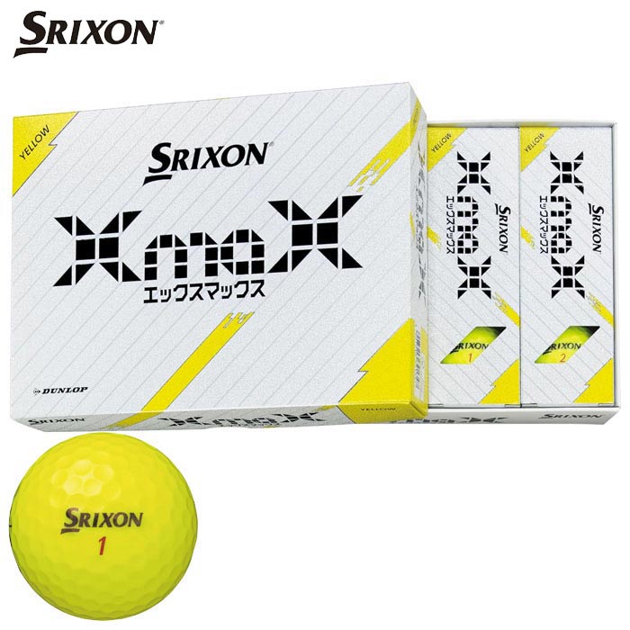 楽天AGゴルフストア　ギア＆アパレル[2024年モデル] ダンロップ　SRIXON スリクソン XmaX エックスマックス ゴルフボール　1ダース（12球入り）　パッションイエロー　【あす楽対応】