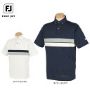フットジョイ メンズ ロゴ刺繍 ダブルチェストライン 4WAYストレッチ 半袖 ボタンダウン ポロシャツ FJ-S24-S13 ゴルフウェア 　