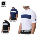 【50%OFF】フットジョイ メンズ ロゴ刺繍 配色ライン 4WAYストレッチ 半袖 モックネックシャツ FJ-S24-S23 ゴルフウェア [2024年春夏モ...