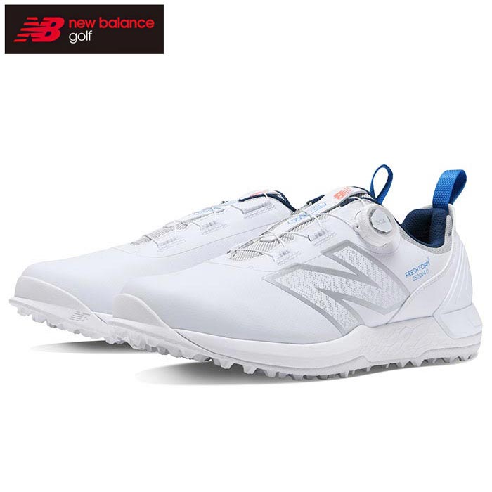 ●商品発送についてNew Balance ニューバランス ユニセックス フレッシュフォームエックス 2500 v4 ボア スパイクレス ゴルフシューズ UGS2500 A WHITE/BLUE　2024年モデル トッププロが認める上級者向けモデル「2500」からスパイクレスモデルが登場。 アッパーはメッシュ&ノーソーでソフトなフィット感を提供。 素早く最良の締め心地を実現するBOA fit system、最終ホールまで抜群のクッション性を発揮するFRESH FOAM Xソール、ねじれを抑えるTPUプレート、抜群のトラクションを発揮するアウトソールなどプレーの質を高める機能を搭載。 ◆ Fresh Foam ◆ BOAフィットシステム 素材 アッパー：合成樹脂　ミッドソール：合成底　アウトソール：ゴム底 取り扱いサイズ 25.0〜28.5cm ウィズ 2E メンズ・ユニセックス用ウィズ：D（やや細い）、2E（標準）、4E（幅広）、G（超ワイド） 商品在庫につきまして 在庫管理システム連動により、当店が運営する複数ショッピングサイトと共有の設定になっております。 数分間隔での在庫情報更新になりますのでご注文のタイミングによりましては、設定に誤差が生じる場合があります。 その際にはご案内をさせて頂きますので予めご了承願います。