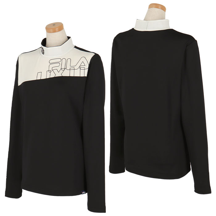 【ブラックフライデー♪最大P10倍＋10000円割引クーポン！】11/26まで　【50％OFF】 フィラ レディース ロゴデザイン バイカラー ストレッチ 長袖 リブ衿 ハイネックシャツ 793-543 ゴルフウェア [秋冬モデル] 特価