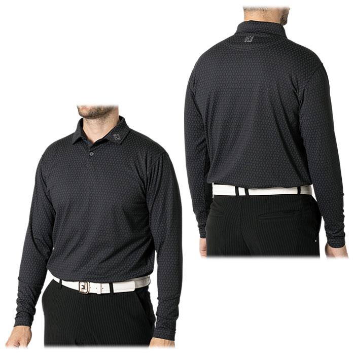 【ほぼ全品P10倍＋秋冬ウェア10％割引クーポン！】11/10まで　【50％OFF】 フットジョイ メンズ 総柄プリント 裏起毛 4WAYストレッチ 長袖 ポロシャツ FJ-F24-S18 ゴルフウェア [2024年秋冬モデル] 特価