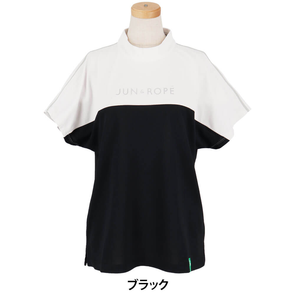 【全品10％割引クーポン配布中！】11/16まで　ジュン アンド ロペ レディース バイカラー 半袖 モック プルオーバー ERM35100 ゴルフウェア [2025年春夏モデル]