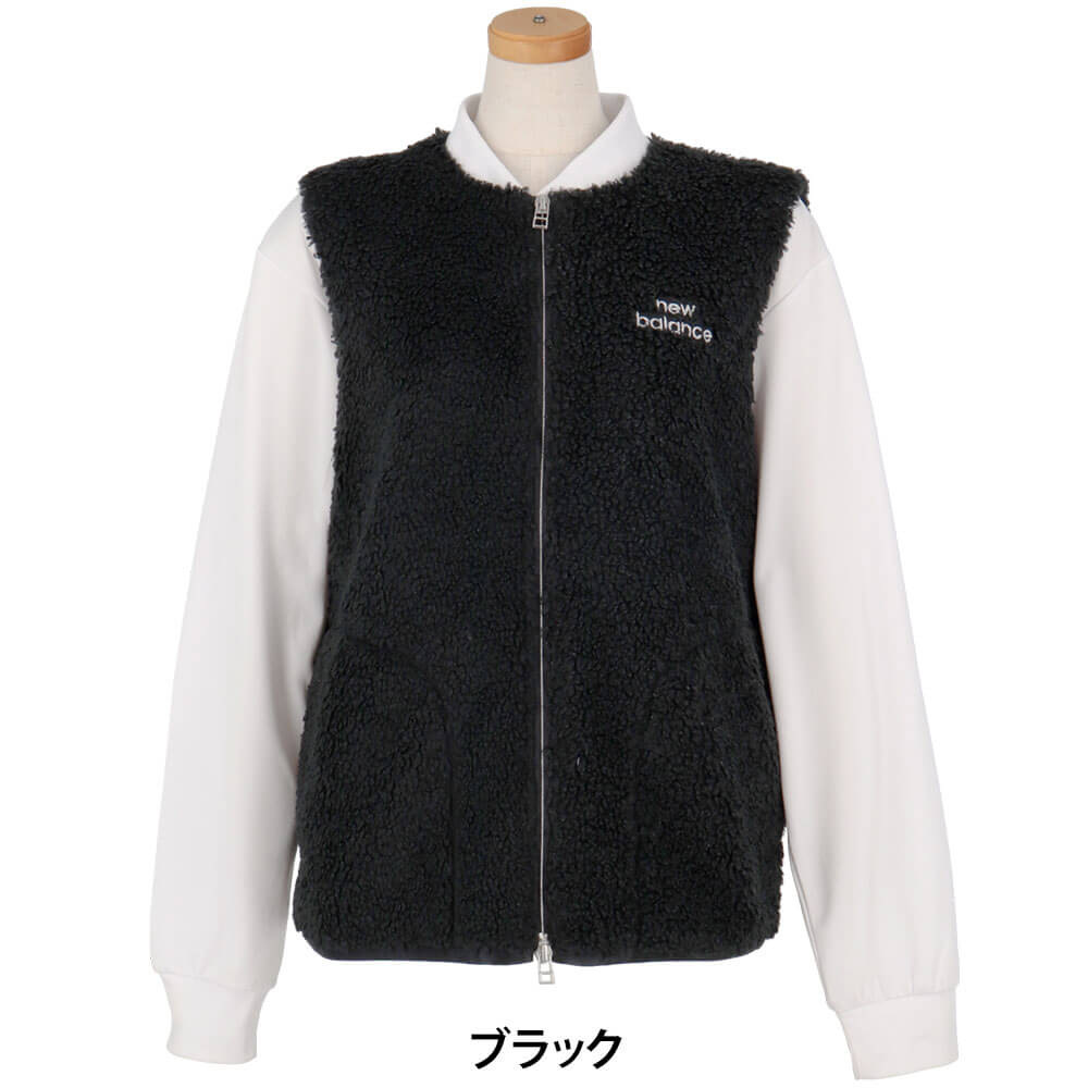 【ほぼ全品P10倍＋秋冬ウェア10％割引クーポン！】11/10まで　ニューバランス レディース クラッシュボア フルジップ ベスト 012-5258501 ゴルフウェア [2025年秋冬モデル]