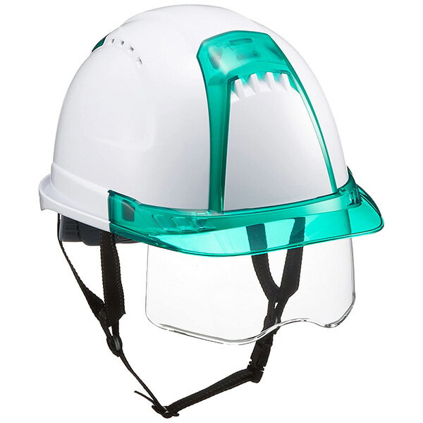 トーヨー ヘルメット シールド付 白（ひさしグリーン） No391F-G-C トーヨーセフティ