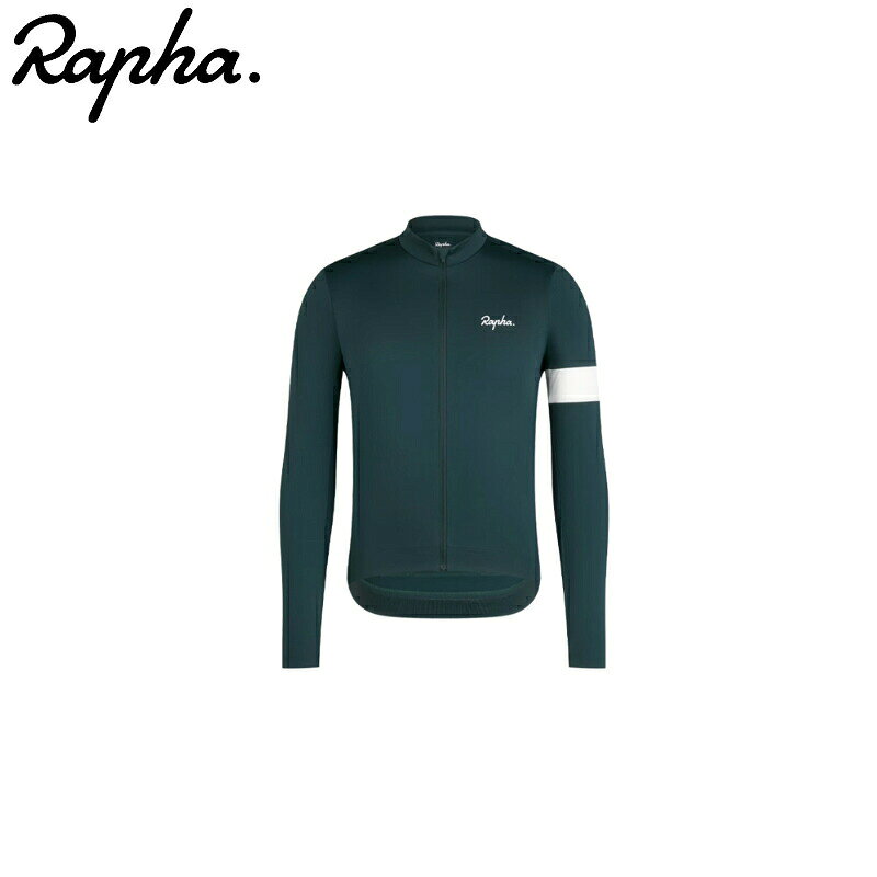 Rapha ラファ Core Thermal Long Sleeveサイクリングジャージ White/Dark Green　メンズ