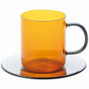 耐熱カラーガラスマグ&ソーサーセット アンバー AR0604496 内祝い お返し 出産内祝い 結婚内祝い 入学内祝い お中元 暑中見舞い 初盆志 香典返し 粗...