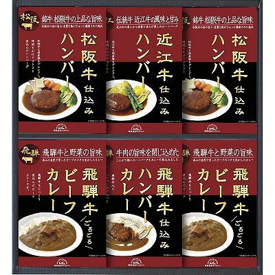飛騨高山ファクトリー 松阪牛・近江牛・飛騨牛仕込みハンバーグ＆カレー詰合せ HBK-40 内祝い お返し ギフトセット 出産内祝い 結婚内祝い 御祝 初節句内祝 お彼岸 お供え 御供 お中元 入学 香典返し 粗供養 母の日 父の日 快気祝い 快気内祝い