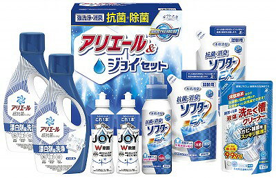●商品内容：アリエールジェル700g×2、抗菌消臭ソフターEX（本体350g・詰替350g×2）、除菌ジョイ170ml×2、液体洗たく槽クリーナー350g●生産国：JPN●箱サイズ：箱280×248×193mm抗菌力に優れたアリエールに本格消臭の抗菌・消臭柔軟剤とW除菌の食器洗い洗剤ジョイをセットしました。 ※メーカー都合により、デザイン・内容等が変更になる場合がございます。 ギフト対応 当店はギフト専門店です。 出産内祝・結婚内祝・引出物・快気祝・全快祝・新築内祝・成人内祝・入学内祝・初節句内祝等各種内祝をはじめ、就職祝い・敬老祝い・還暦祝い・退職祝い・退職記念等記念品や各種お祝い、香典返し 粗供養 満中陰志、一周忌、三回忌・七回忌のお返し、父の日 母の日・早割 早期$その他様々なギフトシーンにもお使いください。 初節句 七五三 入園祝い 入学祝い 卒園祝い 卒業祝い 成人式 就職祝い 昇進祝い 新築祝い 上棟祝い 引っ越し祝い 引越し祝い 開店祝い 退職祝い 全快祝い 初老祝い 還暦祝い 古稀祝い 喜寿祝い 傘寿祝い 米寿祝い 卒寿祝い 白寿祝い 長寿祝い 金婚式 銀婚式 ダイヤモンド婚式 結婚記念日 ギフト ギフトセット 成人式 粗品 記念品 二次会 景品 周年記念 コンペ景品 誕生日 贈答品 法事引出物 初盆　新盆　 志 回忌法要 還暦御祝い 開店お祝い 退職 卒業記念品 お餞別 心ばかり 御返し お礼 御祝い 引越挨拶 引越御挨拶 挨拶 御挨拶 ごあいさつ ご挨拶 新築内祝 周年記念 ギフト 誕生日 季節の贈り物・各種お祝い・プレゼント　 お中元 お歳暮 御年賀　年賀 寒中見舞い 暑中見舞い 残暑見舞い 暦祝 還暦御祝 還暦お祝い 開店祝い 餞別 子供の日 ひな祭り　 贈答品 敬老の日 定年退職記念品 ゴルフコンペ コンペ景品 景品 賞品 粗品 ホワイトデー 七夕 ハロウィン クリスマス