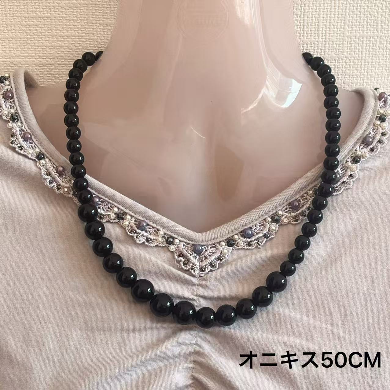 乐天商城 - オニキスラウンド8-12mm，約50cmネックレス。