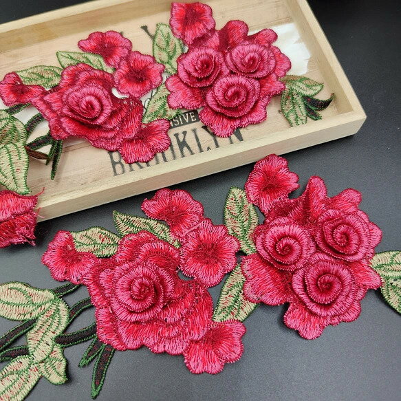 薔薇 花 ローズ 刺繍 ケミカル モチーフ 2...の紹介画像3