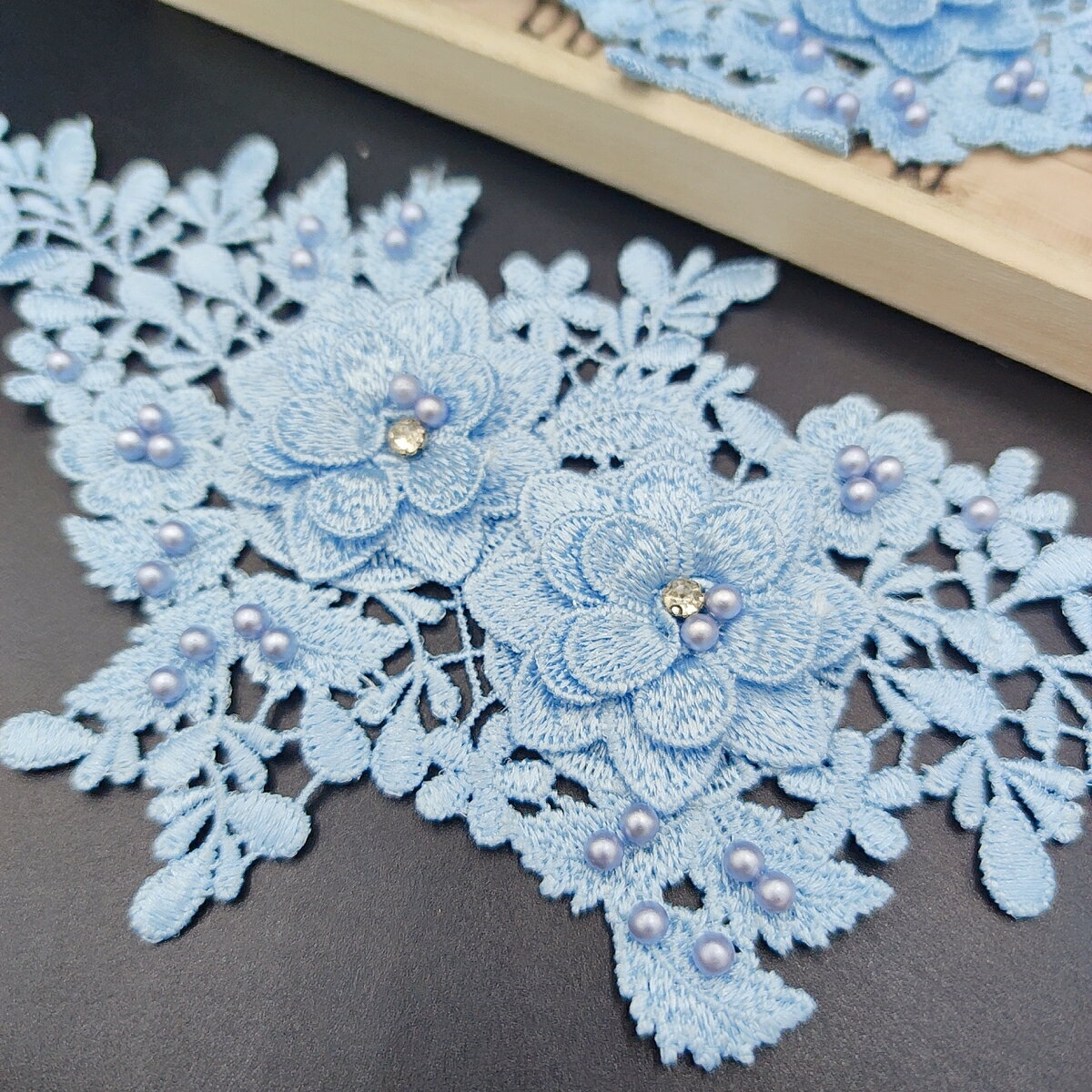 刺繍レース ビーズ花芯 モチーフ ドレス 2ペ...の紹介画像3