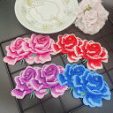 レース 花 薔薇 レッド ブルー ピンク パープル 2枚 素材 花 ケミカル モチーフ 刺繍 花芯