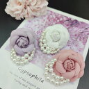 コサージュ ブローチ カメリア風 ハンドメイド 卒業 結婚式 花 ホワイト ピンク パープル ブラック パール