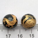 オニキス 手彫り 風水 四神獣 丸玉12mm 金色 4個セット売り