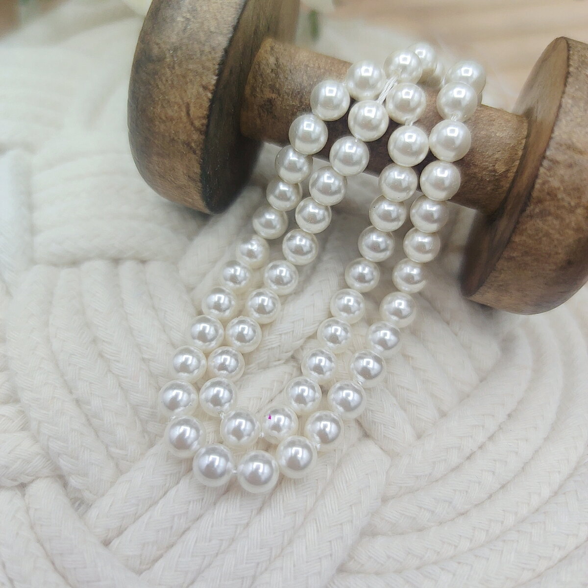 シェル　パール　ホワイト　ラウント6mm 39cm 連売り