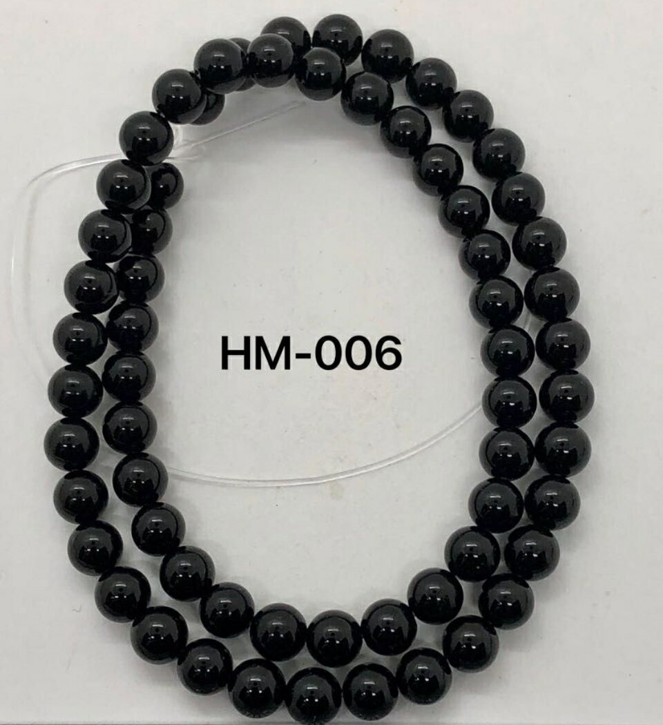 オニキスラウンド（黒メノウ）6mm，38cm連売り。