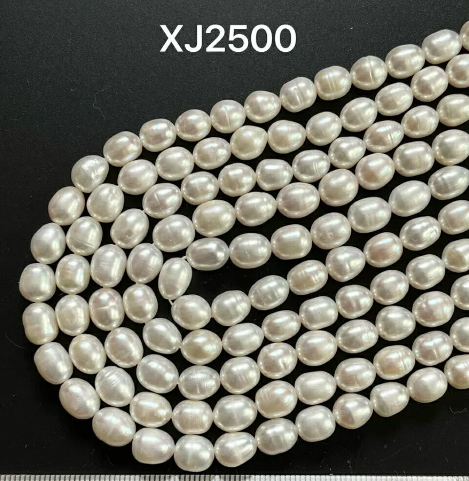 乐天商城 - 発送無料　本真珠ホワイトライス艶あり約7x8mm、38cm連売り