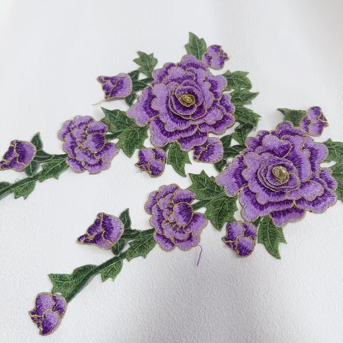 乐天商城 - レース 花 梅　パープル 2枚 素材 花 ケミカル モチーフ 刺繍 花芯