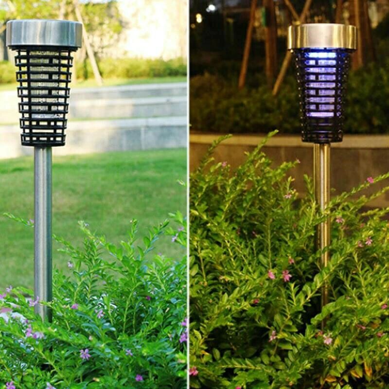 2個セット 電撃殺虫器 蚊取り器 照明 360°蚊除け 太陽光発電 薬剤不要 無毒無害 殺...