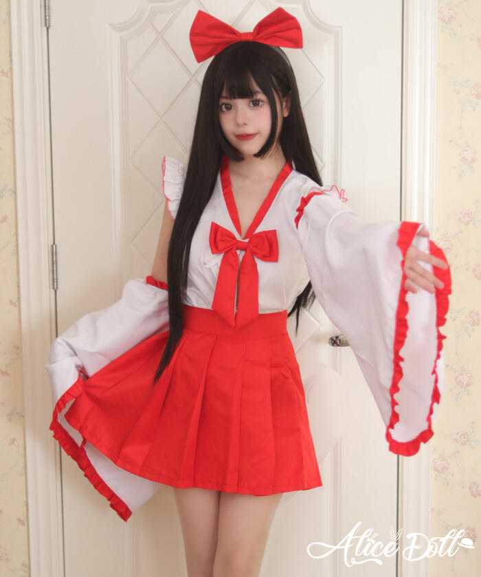 コスプレ 巫女 可愛い 巫女コスチューム 和ロリ ロリィタ ショート丈 和装忍者 着物 和服 時代劇 舞台 アニメ ハロウィン イベント 仮装