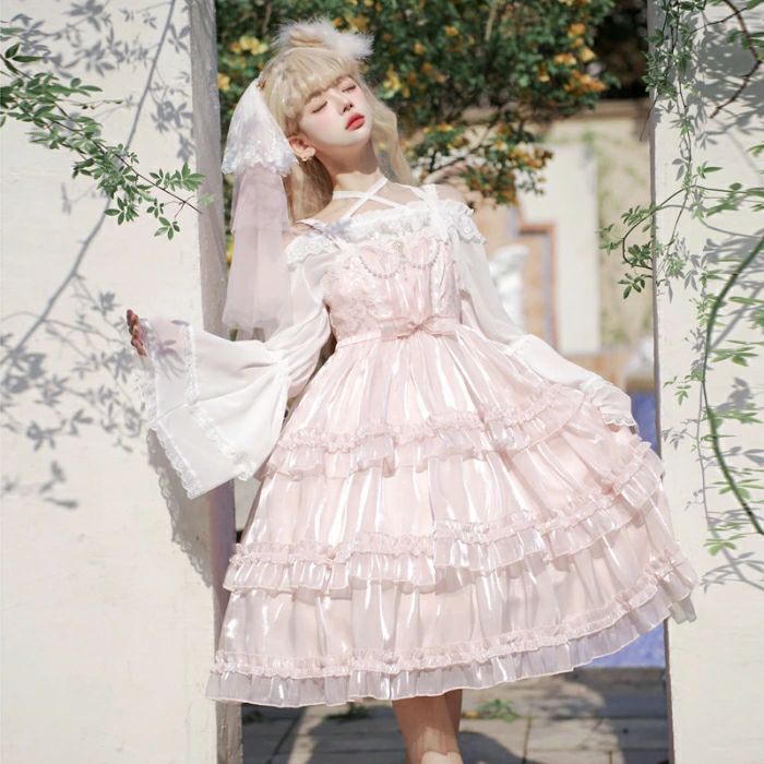 ロリータ ワンピース Lolita ジャンパースカート ドレス ノースリーブ ジャンスカ 可愛い リボン フリル ふんわり 春夏 ゴシック ゴスロ age2022-10015177 アージュ ファッション パッケージ画像