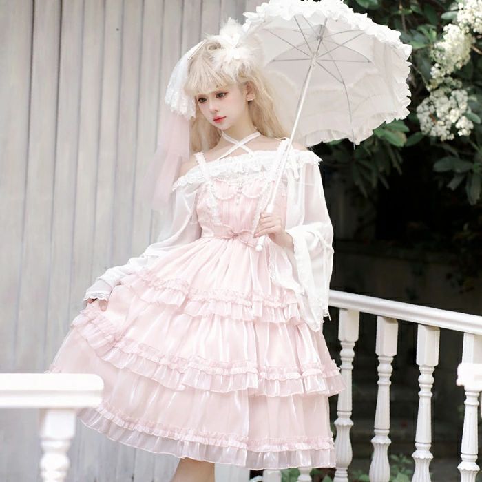 ロリータ ワンピース Lolita ジャンパースカート ドレス ノースリーブ ジャンスカ 可愛い リボン フリル ふんわり 春夏 ゴシック ゴスロ age2022-10015177 アージュ ファッション サンプル画像2