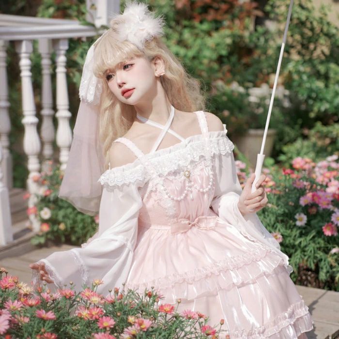 ロリータ ワンピース Lolita ジャンパースカート ドレス ノースリーブ ジャンスカ 可愛い リボン フリル ふんわり 春夏 ゴシック ゴスロ age2022-10015177 アージュ ファッション サンプル画像3