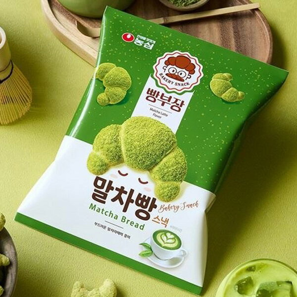 Rakuten - [農心] パン部長 抹茶パン / 55g 抹茶味 ロワッサン形 スナック 抹茶 スイーツ おやつ 人気 韓国お菓子