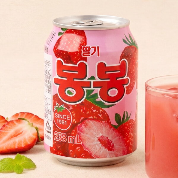 Rakuten - [ヘテ] 苺 イチゴ ボンボンジュース 果肉入り / 238ml つぶつぶ いちご飲料 イチゴシューズ bongbong 果肉入りのロングセラー清涼飲料水