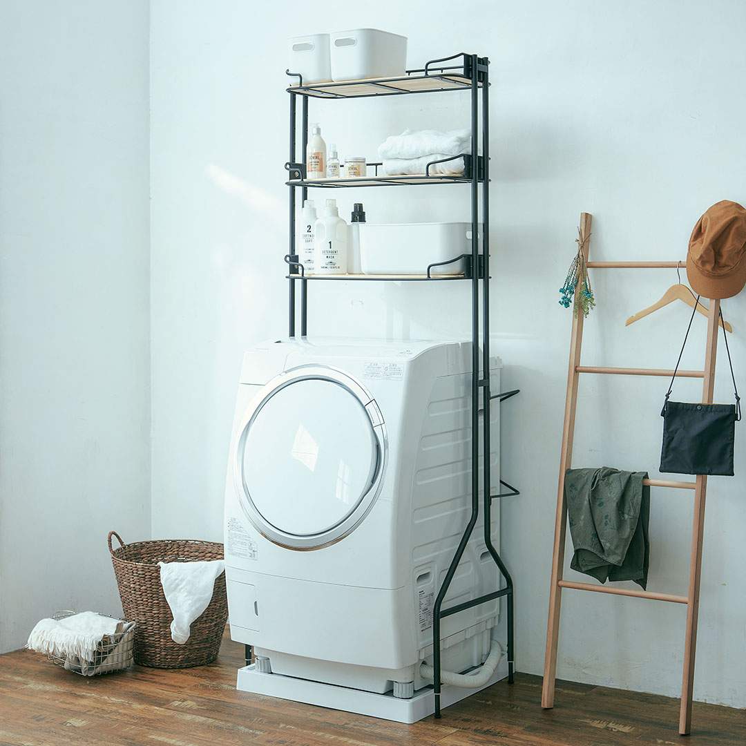 マッシュ Mash BCLR-720(BK) BY CAGE LAUNDRY RACK 弘益 BCLR-720(BK) ランドリー 収納 洗面所 洗濯機..