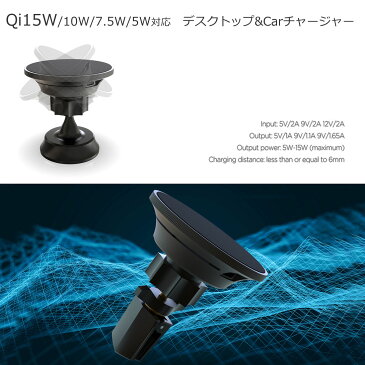 【送料無料】ワイヤレス充電器 Qi 15W 10W 7.5W 5W対応 急速 車載 スマホ スタンド カーチャージャー nano ナノ 横置き ワイヤレス充電　高速 アイフォン iphone11 アイフォン iphoneX Max アイフォン iphone8 Galaxy Xperia 無線 ブラック