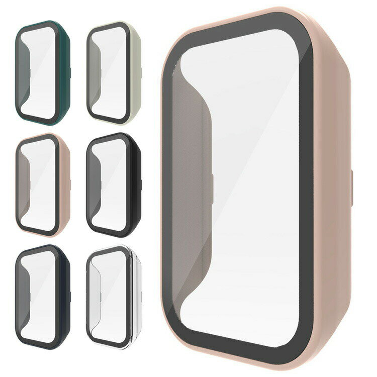 Redmi Smart Band 2 ケース 強化ガラス(ガラスフィルム)付き カバー 液晶保護カバー シャオミ リドミ スマートバンド 2 ハードケース 保護ケース フィルム一体型 装着簡単 シャオミー