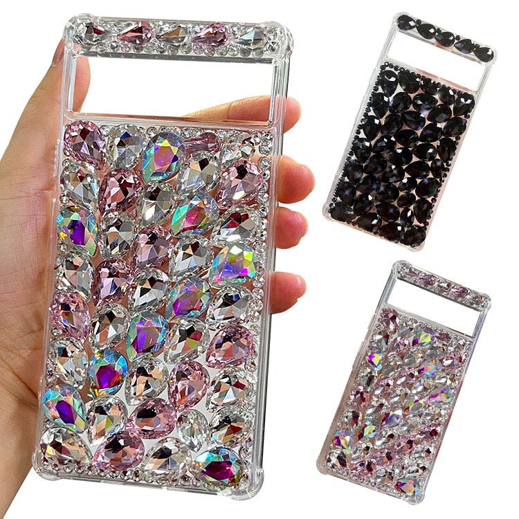 Pixel7a ケース カバーかわいい キラキラ デコ ラインストーン インスタ映え背面ケース 角 保護 コーナーバンパー Google グーグル ピクセル7a おしゃれ スマートフォン/スマフォ/スマホケース/カバー ストラップホール付き おすすめ