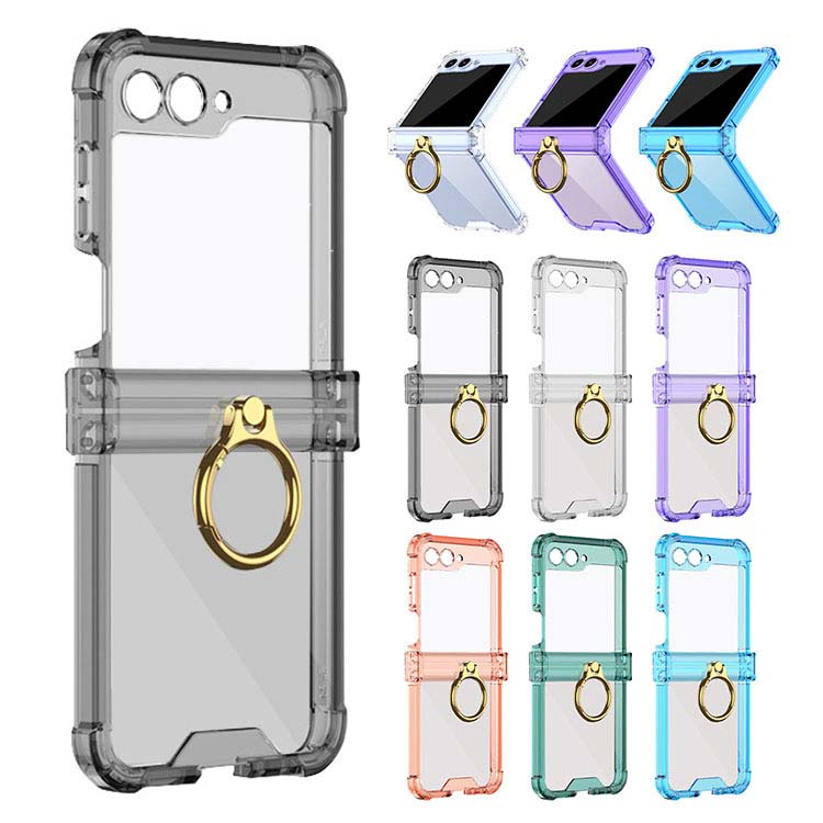 Galaxy Z Flip5 クリアケース 耐衝撃 カバー 折りたたみ型 透明 角 保護 コーナーバンパー 一体型リング付き シンプル Samsung サムスン ギャラクシー Z フリップ5 保護ケース アンドロイド おすすめ おしゃれのサムネイル