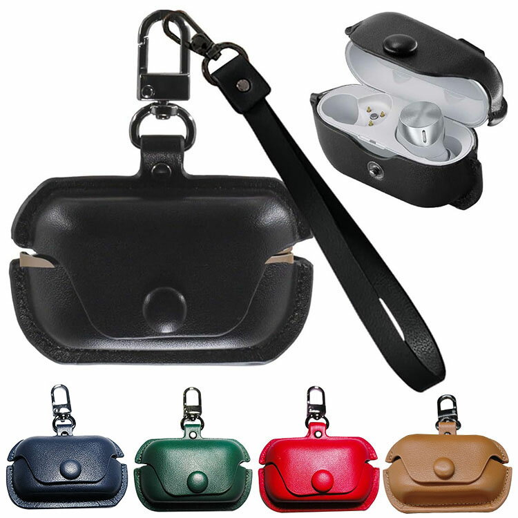 Technics EAH-AZ100 ケース カバー PUレザー シンプル ストラップ付き カラビナ付き 保護カバー おすすめ おしゃれ Panasonic パナソニック テクニクス EAH-AZ100 ワイヤレスイヤホン 傷防止 保護ケース