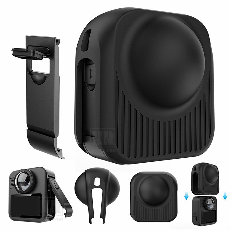 GoPro Max 2 シリコンケース+サイドカバー 耐衝撃 カバー シリコンカバー バッテリーカバー ゴープロ マックス2 ウェアラブルカメラ Max2 シンプル おしゃれ ソフトカバー/ケース 保護カバー(2)