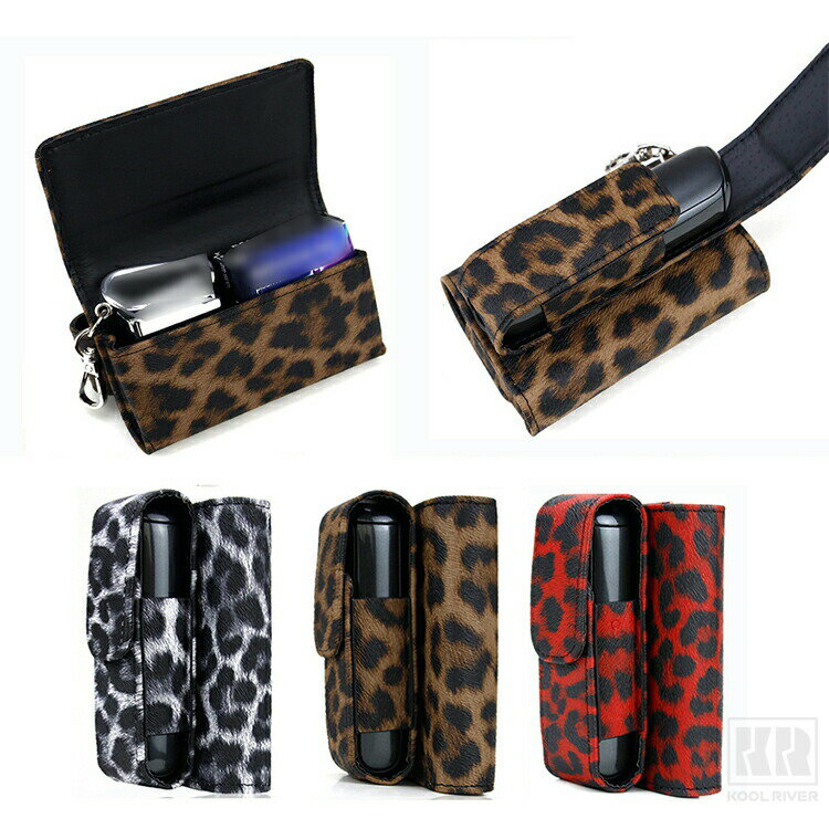 Ploom Aura ケース カバー PUレザー カラビナ付き ヒョウ柄 タバコ収納 収納 電子たばこ 電子タバコ 保護ケース プルーム オーラ 充電対応 持ち運び便利 簡単取り出しケース