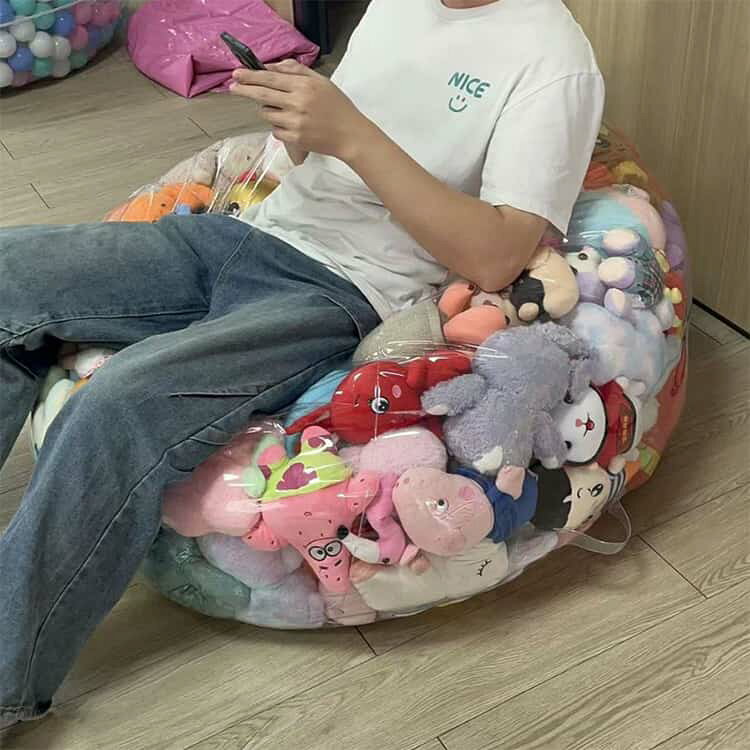 チェア ビーンバッグ 子供用 キッズ フロアソファー ぬいぐるみ収納 座れる 椅子 防湿 透明 ローソファー ソファー おもちゃ 収納チェア ソファ 防水 防塵 ぬいぐるみ収納 防カビ コンパクトソファ 座椅子 折りたたみ椅子 折りたたみイス [2]
