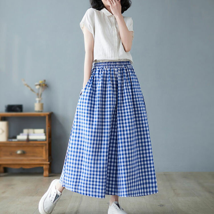 チェックパンツ ワイドパンツ レディース ガウチョパンツ スカーチョ キュロット ...