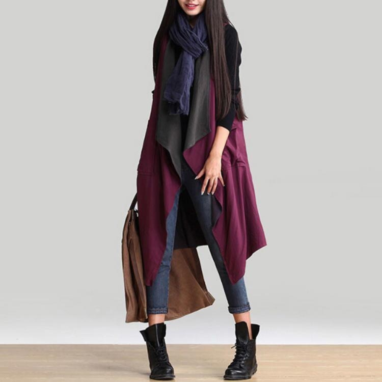 リバーシブル ジレ レディース ロングジレ ジャケット ノースリーブ 羽織 トレンチベスト バイカラー 大人 レイヤード 重ね着 シンプル ゆったり 大きいサイズ アシンメトリー 春夏 秋 カジュアル おしゃれ
