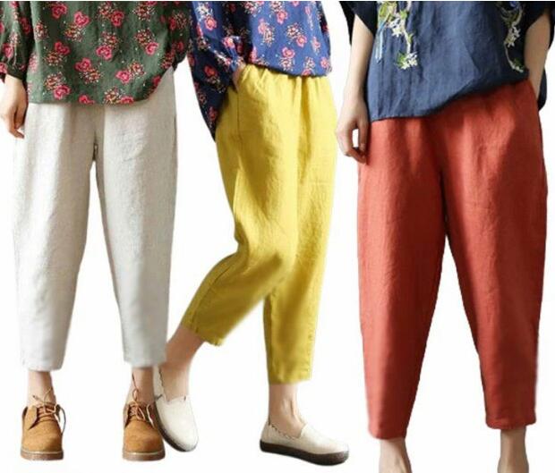 サルエルパンツ レディース ワイドパンツ ゆったり 無地 サルエル 9分丈 ガウチョ...