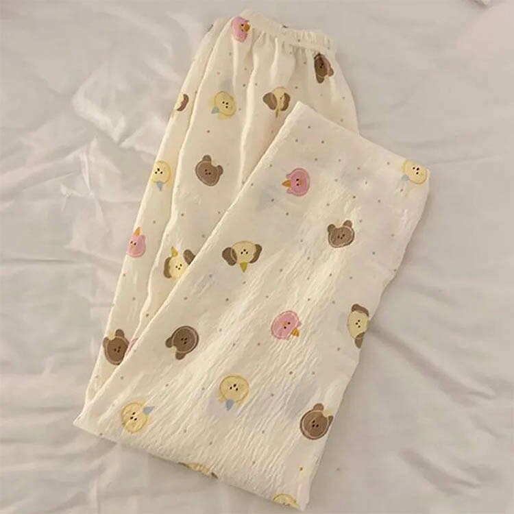 ロングパンツ ルームウェア レディース リラックスパンツ ナイトウェア ウエストゴ...